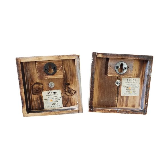 Metal Flower and Wood Wall Decor Set of 2 - Picture 2 of 3